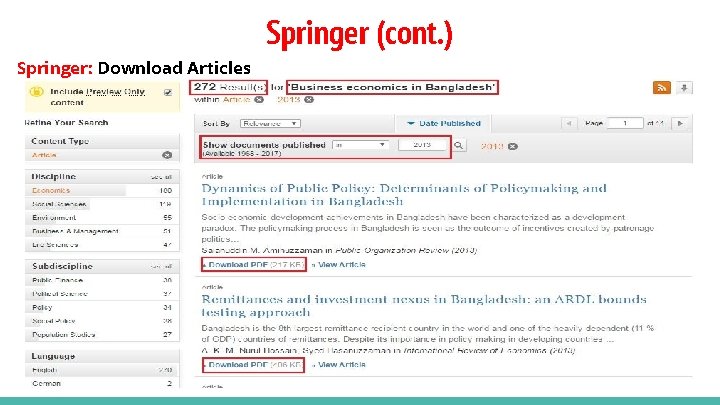 Springer (cont. ) Springer: Download Articles 