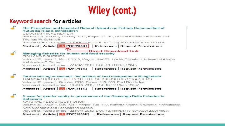 Wiley (cont. ) Keyword search for articles 