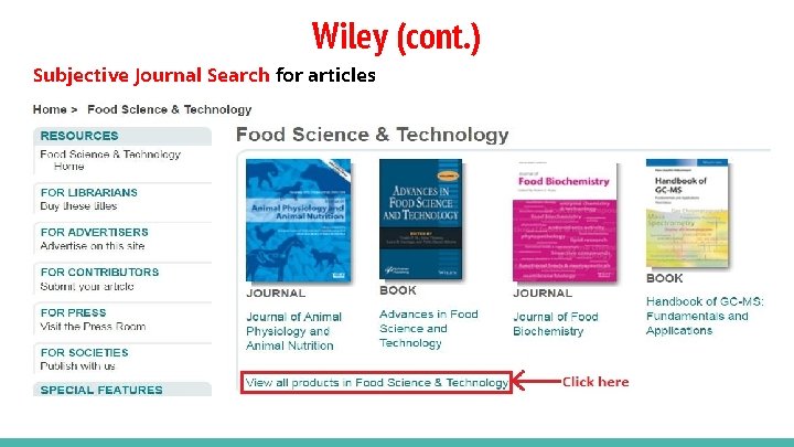 Wiley (cont. ) Subjective Journal Search for articles 