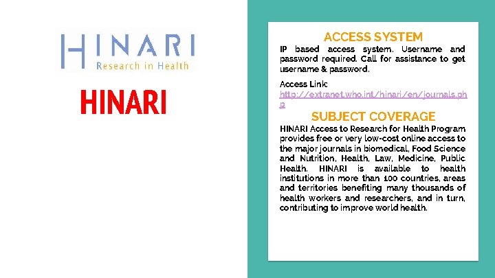ACCESS SYSTEM IP based access system. Username and password required. Call for assistance to