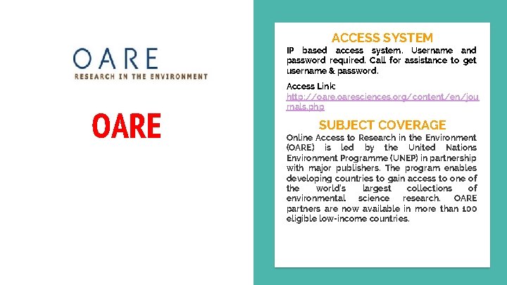 ACCESS SYSTEM IP based access system. Username and password required. Call for assistance to