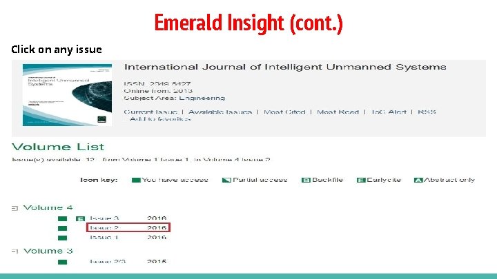 Emerald Insight (cont. ) Click on any issue 