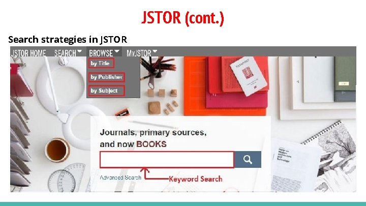 JSTOR (cont. ) Search strategies in JSTOR 