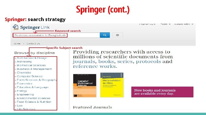 Springer (cont. ) Springer: search strategy 