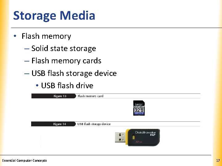 Storage Media XP • Flash memory – Solid state storage – Flash memory cards