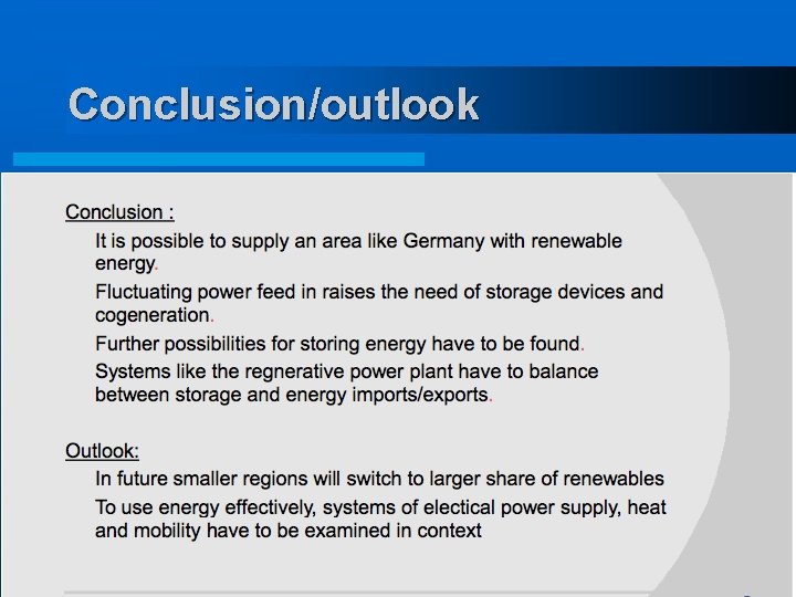Conclusion/outlook 
