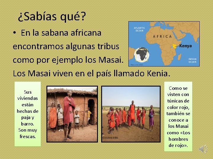 ¿Sabías qué? • En la sabana africana encontramos algunas tribus como por ejemplo los