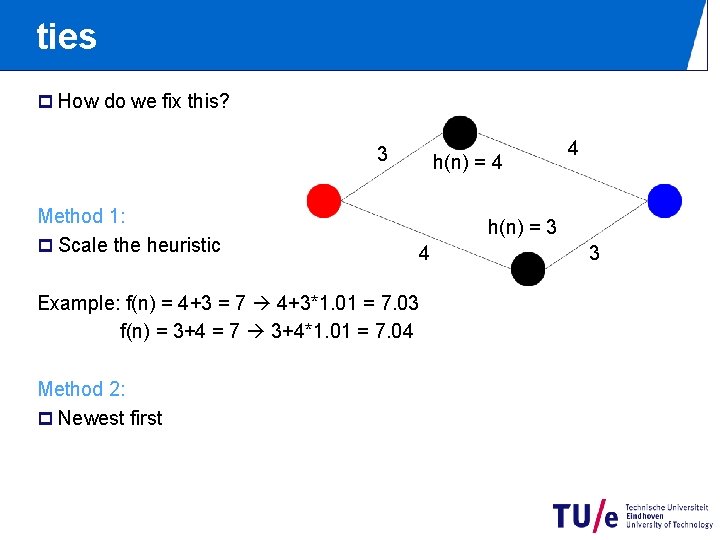 ties p How do we fix this? 3 Method 1: p Scale the heuristic