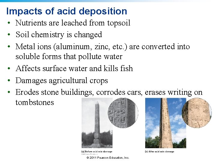 Impacts of acid deposition • Nutrients are leached from topsoil • Soil chemistry is