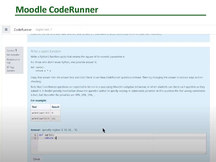 Moodle Code. Runner 