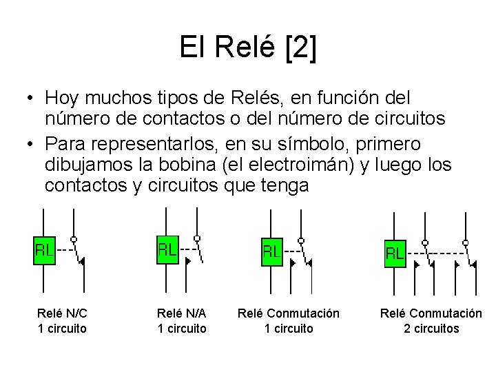 El Relé [2] • Hoy muchos tipos de Relés, en función del número de