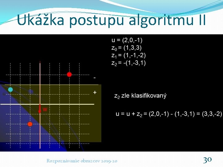 Ukážka postupu algoritmu II Rozpoznávanie obrazcov 2019 -20 30 