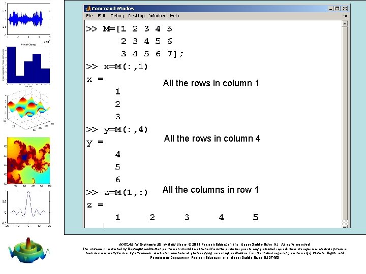 The colon can be used to represent an entire row or column All the The colon can be used to represent an entire row or column All the