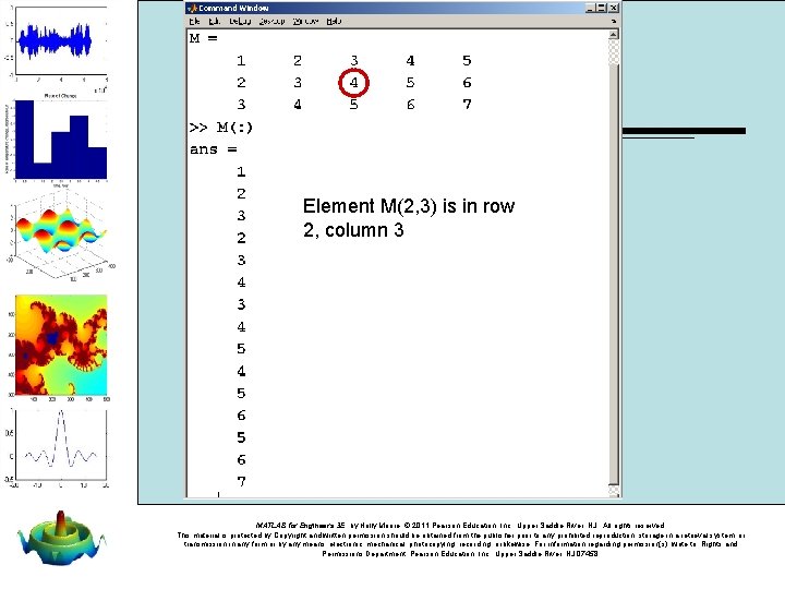 Element M(2, 3) is in row 2, column 3 MATLAB for Engineers 3 E,