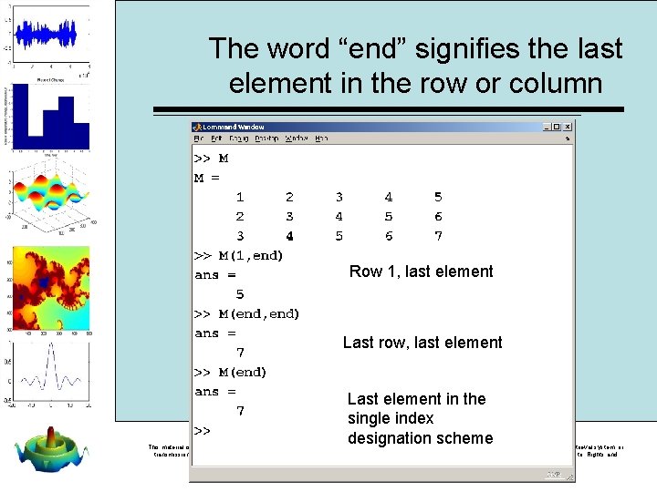 The word “end” signifies the last element in the row or column Row 1, The word “end” signifies the last element in the row or column Row 1,