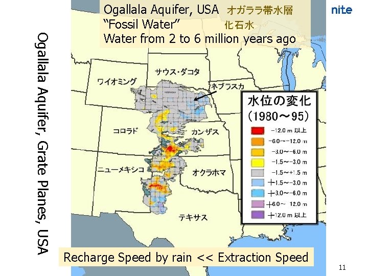 Ogallala Aquifer, Grate Planes, USA Ogallala Aquifer, USA オガララ帯水層 “Fossil Water” 化石水 Water from