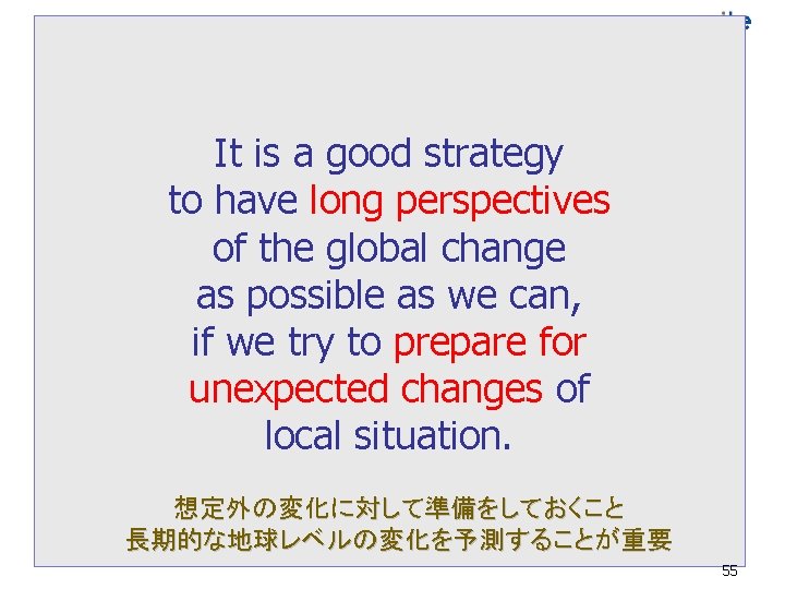 It is a good strategy to have long perspectives of the global change as