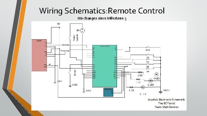 Wiring Schematics: Remote Control No changes since Milestone 3 