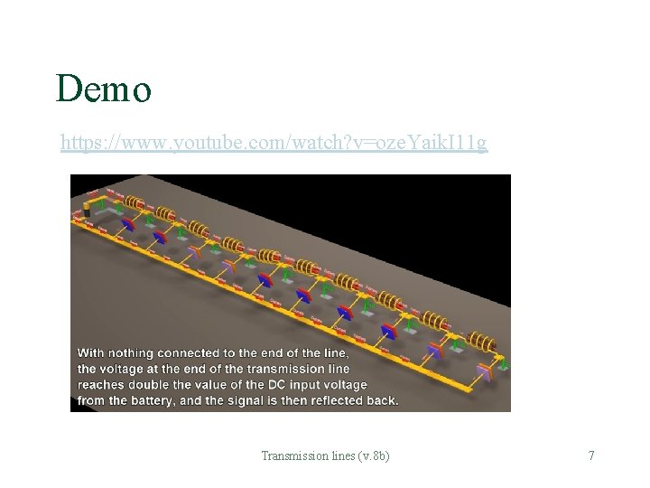 Demo https: //www. youtube. com/watch? v=oze. Yaik. I 11 g Transmission lines (v. 8
