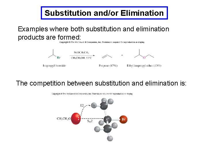 Substitution and/or Elimination Examples where both substitution and elimination products are formed: The competition