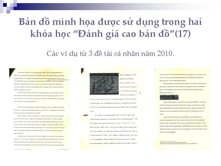 Bản đồ minh họa được sử dụng trong hai khóa học “Đánh giá cao