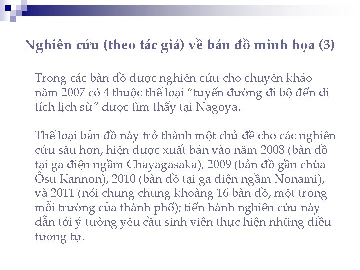 Nghiên cứu (theo tác giả) về bản đồ minh họa (3) Trong các bản