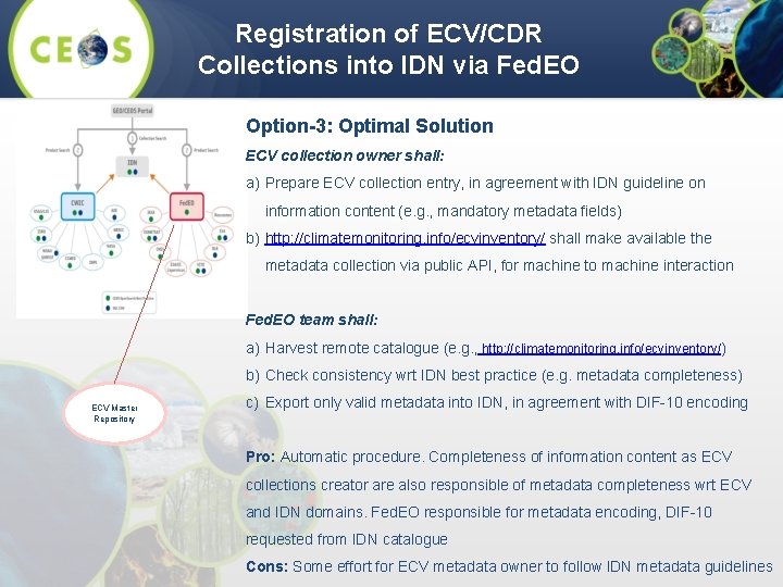 Registration of ECV/CDR Collections into IDN via Fed. EO Option-3: Optimal Solution ECV collection