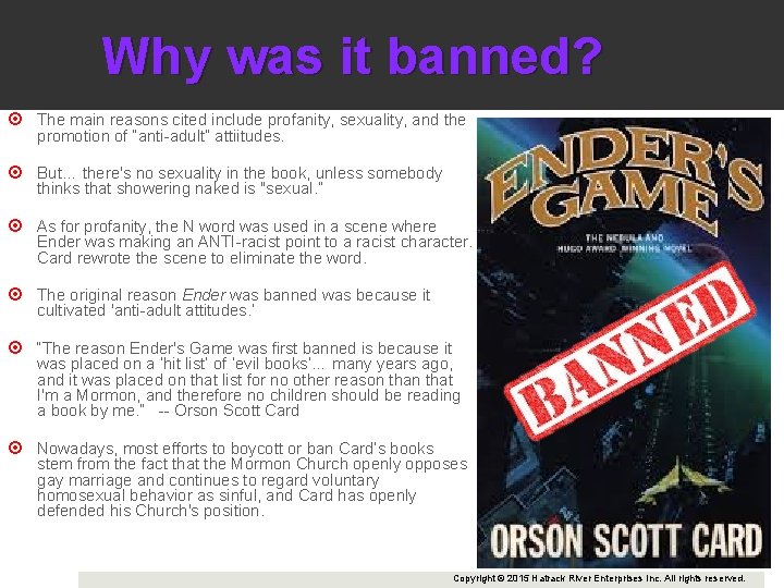 Why was it banned? The main reasons cited include profanity, sexuality, and the promotion