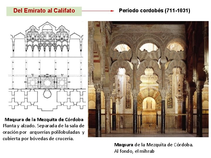 Del Emirato al Califato Maqsura de la Mezquita de Córdoba Planta y alzado. Separada