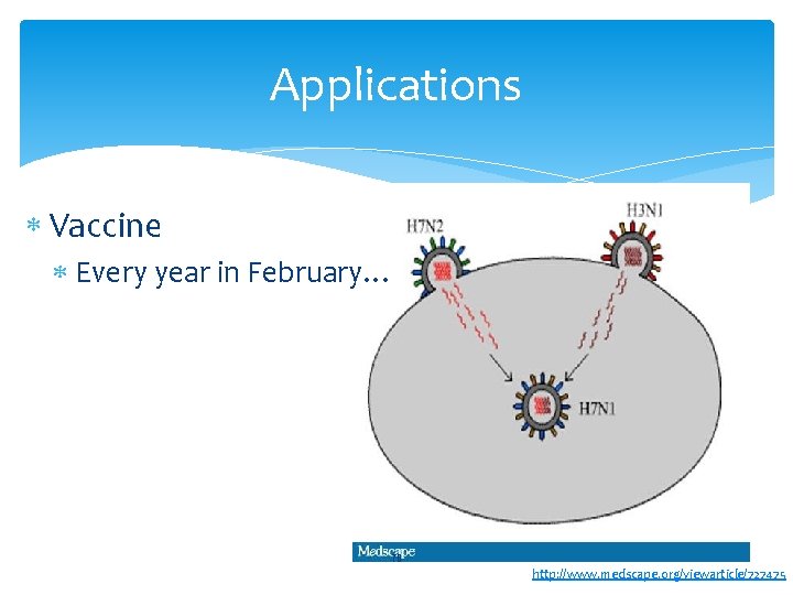 Applications Vaccine Every year in February… 70 http: //www. medscape. org/viewarticle/727475 