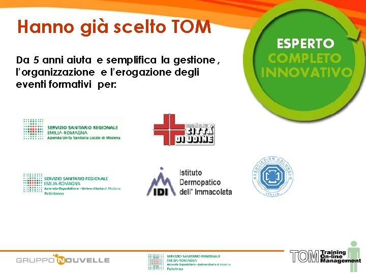 Hanno già scelto TOM Da 5 anni aiuta e semplifica la gestione , l’organizzazione