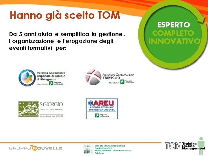 Hanno già scelto TOM Da 5 anni aiuta e semplifica la gestione , l’organizzazione