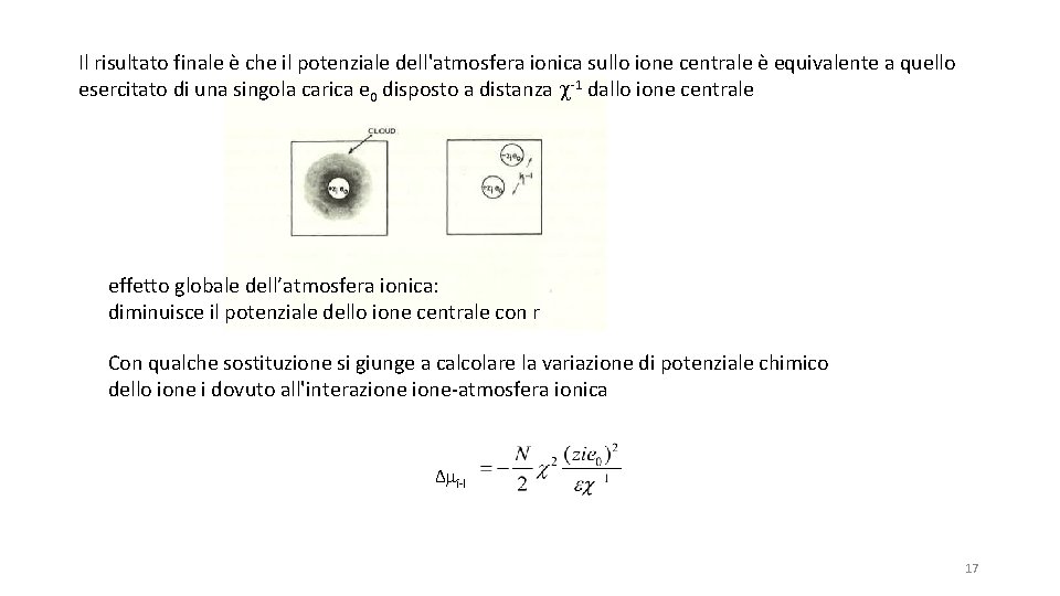 Il risultato finale è che il potenziale dell'atmosfera ionica sullo ione centrale è equivalente