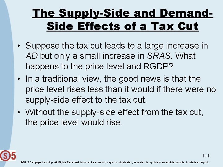 The Supply-Side and Demand. Side Effects of a Tax Cut • Suppose the tax