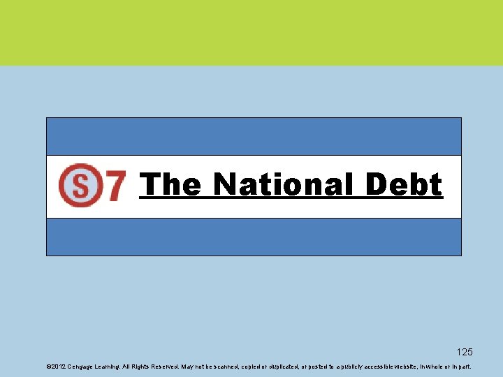 The National Debt 125 © 2012 Cengage Learning. All Rights Reserved. May not be