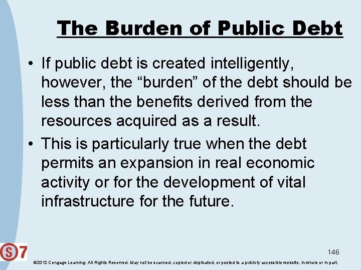 The Burden of Public Debt • If public debt is created intelligently, however, the