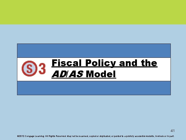 Fiscal Policy and the AD/AS Model 41 © 2012 Cengage Learning. All Rights Reserved.