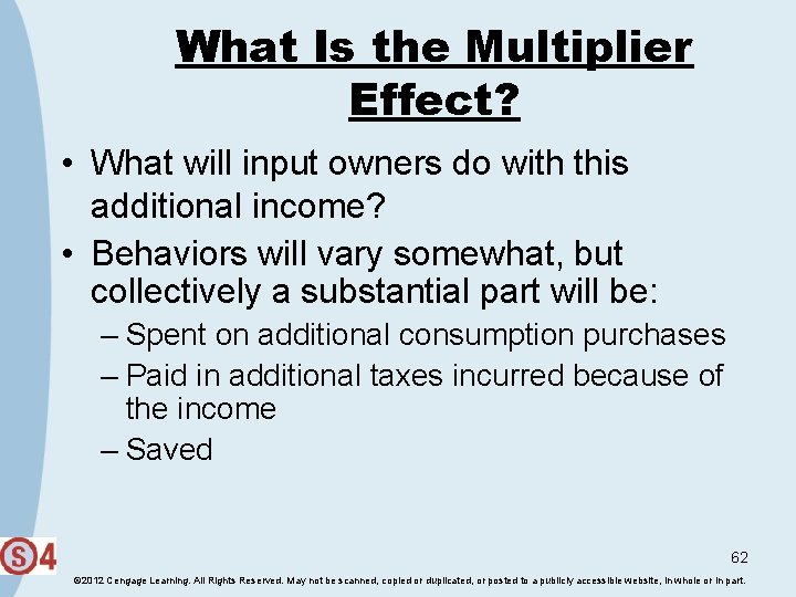 What Is the Multiplier Effect? • What will input owners do with this additional