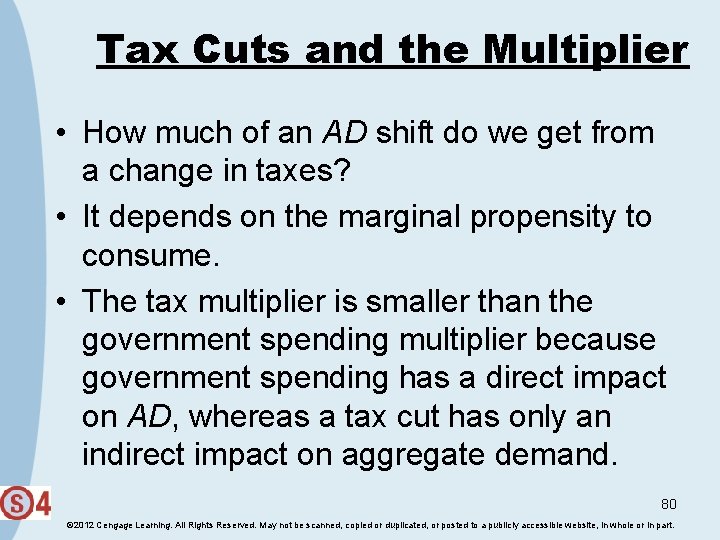 Tax Cuts and the Multiplier • How much of an AD shift do we