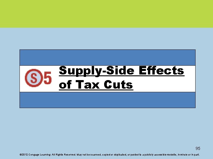 Supply-Side Effects of Tax Cuts 95 © 2012 Cengage Learning. All Rights Reserved. May
