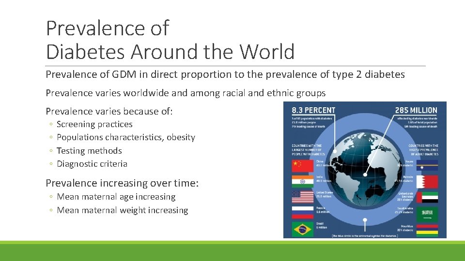 Prevalence of Diabetes Around the World Prevalence of GDM in direct proportion to the