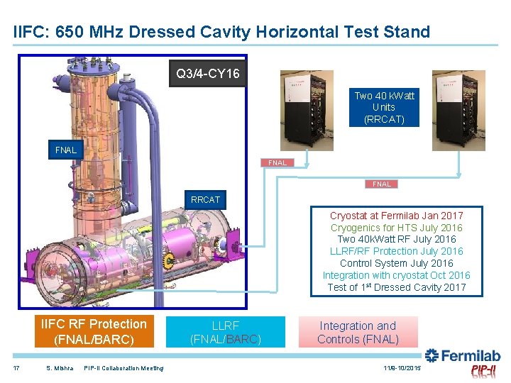 IIFC: 650 MHz Dressed Cavity Horizontal Test Stand Q 3/4 -CY 16 Two 40