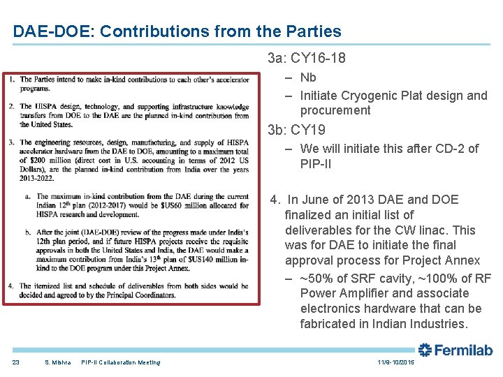 DAE-DOE: Contributions from the Parties 3 a: CY 16 -18 – Nb – Initiate