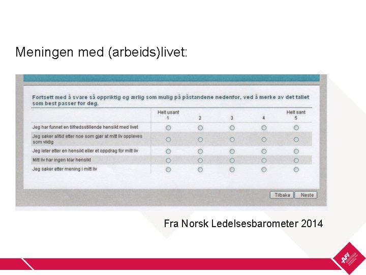 Meningen med (arbeids)livet: Fra Norsk Ledelsesbarometer 2014 