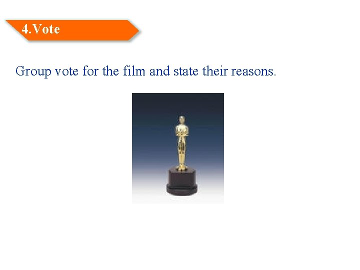 4. Vote Group vote for the film and state their reasons. 
