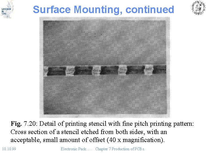 Surface Mounting, continued Fig. 7. 20: Detail of printing stencil with fine pitch printing