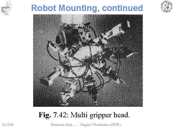 Robot Mounting, continued Fig. 7. 42: Multi gripper head. 10. 99 Electronic Pack…. .