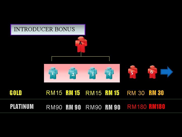 INTRODUCER BONUS A 1 2 3 4 5 6 GOLD RM 15 RM 30