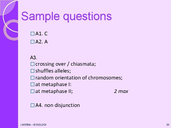 Sample questions � A 1. C � A 2. A A 3. � crossing