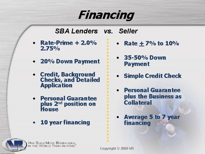 Financing SBA Lenders vs. Seller • Rate-Prime + 2. 0% 2. 75% • Rate